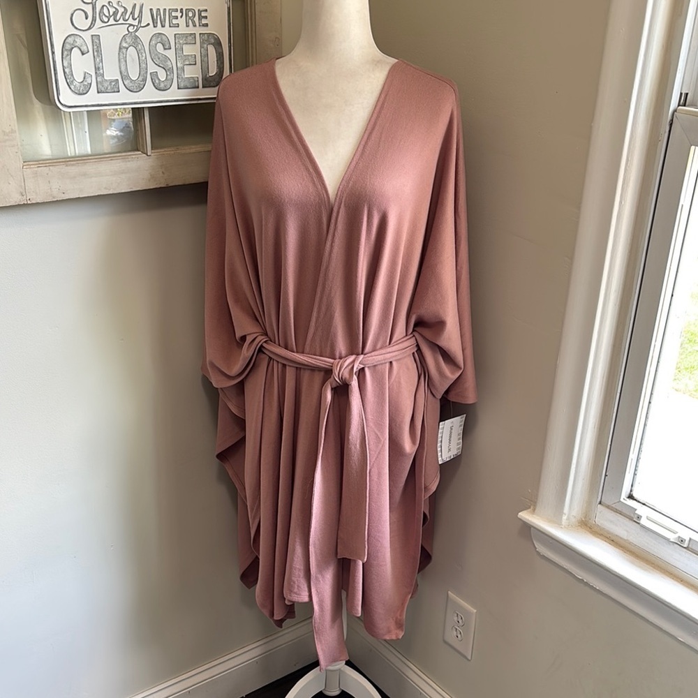 Lularoe Savannah Solid Soft Knit Belted Kaftan Mauve Pink L/XL NWT